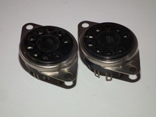 TWO VINTAGE NOS MAGNOVAL Black BAKELITE Sockets Valve Base PL519 40KG6 EL519