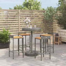 Ensemble de Bar Jardin Meuble d'Extérieur Poly Rotin/Bois Massif Acacia vidaXL