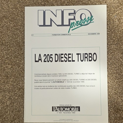 Info presse peugeot 205 - info, diesel