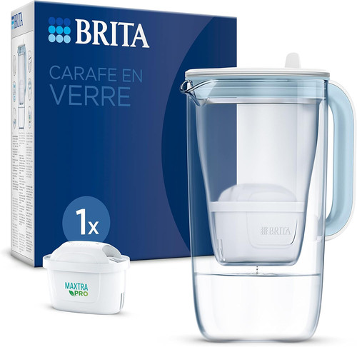 Carafe filtrante verre bleue - verre,