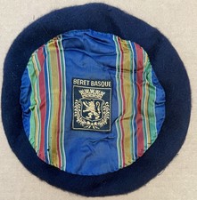 Vintage Beret Basque Black 100% Wool Cap Hat Headwear