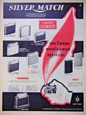 PUBLICITÉ SILVER MATCH BRIQUET A GAZ ARGENT MASSIF COMPOUND 100% AUTOMATIQUE 