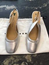 Superbe Escarpins Cuir Argent Strass Tara Jarmon 37 Comme Neuve