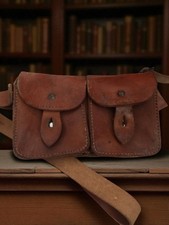Vintage Antique Leather Military Bag, Authentic Militaria Antique Collection