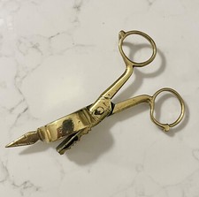 Engraved and Punched Bronze or Brass Candle Extinguisher Scissors / Candle Extinguisher