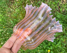 TULIP FOR KEROSENE LAMP STREAKS PINK BACCARAT SHADE OIL LAMP PETROLEUM JELLY GLASS