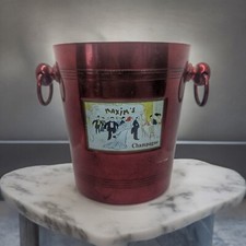 Maxim's Paris 1970s Red Enamel Aluminum Champagne Bucket