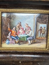 Painting & Painting Miniature Oil Bone Tavern Scene Painting