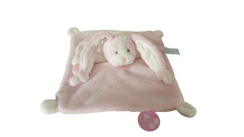 Doudou lapin plat rose les - plat,