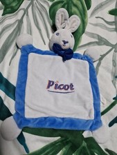 Doudou Plat Lapin Bleu PICOT