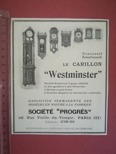 OLD AD ADVERTISEMENT ADVERT 1920 illustration Westminster Chime ste progress