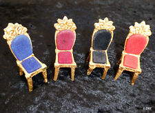 4 ANTIQUE FINE GOLD GOLD GOLD GOLD DOLLHOUSE CHAIRS 