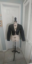 Pelle Cuir black Leather short blazer vest top size M
