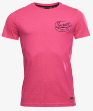 Superdry Mens Magenta Marl Workwear Graphic T-Shirt Designer Lightweight Cotton