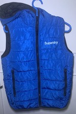 Superdry Padded Gilet Large puffer Blue Full Zip Hooded