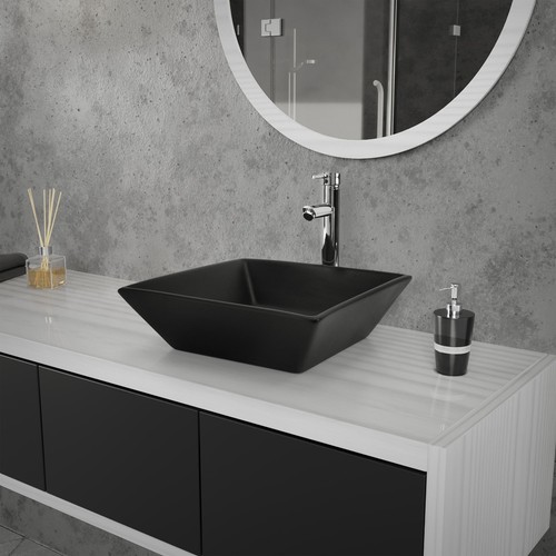 Lavabo poser noir carré - poser,