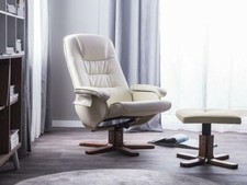 Cuir Fauteuil de Massage TV Salon Crème Blanc Avec Neuf