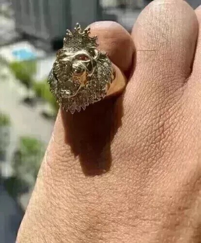 Bague rose tête lion heavy - de,