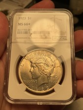 PQ 1923-P MS66+ NGC PEACE DOLLAR $1