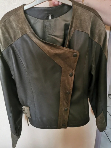 Veste cuir kaki femme - en,