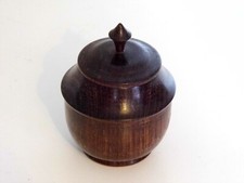 ANTIQUE ROSEWOOD CIRCULAR BOX MODEL SPINNING TOP VERY GOOD CONDITION