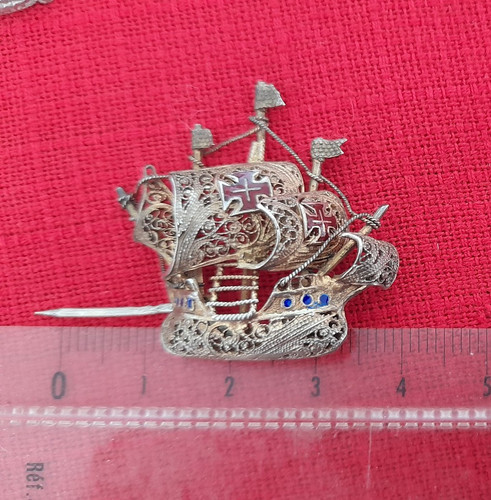 Broche ancienne voilier mats - 3,