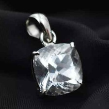 Naturel 23 CT Certifié Saphir Blanc Ample Pierre Précieuse 925 Argent Pendentif