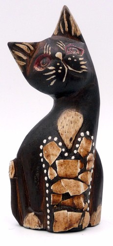 Chat bois peint coquille - bois,