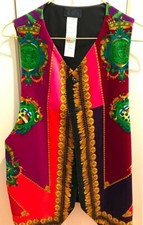 GIANNI VERSACE istante Velour Vest Black Vintage Women's Gilet made Italy rare