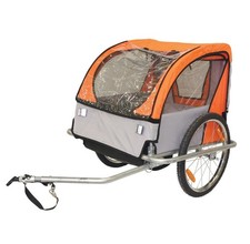 Remorque vélo enfant couverte 2 places maxi 45kg bleu roues 20p