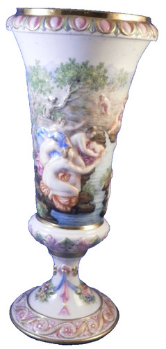 Vase porcelaine relief - en,