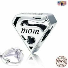 En Argent Sterling 925 Super Mom Mama European Breloque Perle Bricolage