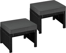 Wicker Ottomans, Set of 2