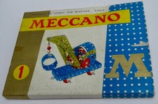 BOITE MECCANO N° 1 ANNÉES 1950 ,NOMBREUSES PIÈCES + CATALOGUE/NOTICE 0 & 1