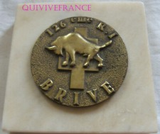 TB713 - BRONZE PLATE on marble, PAPER PRESS 126° R.I. BRIVE