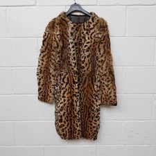 Women’s leopard print rabbit fur coat collarless jacket Small Gerard Darel