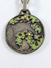 KEYCHAIN - LA PERGOLA, Flowers & Plants BRAZZAVILLE - Augis enamelled metal 60s