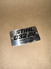 Stihl 032 AV Electronic Quickstop Chainsaw Metal Badge Name Plate OEM
