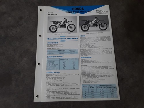 Fiche technique honda 250 r - honda,