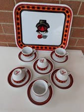 VINTAGE PAULISTA LAVAZZA COFFEE SHEET METAL TRAY AND 6 IPA cups