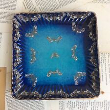 Ancienne Assiette Carrée Luneville décor de Papillons XIXème