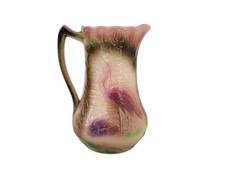 Cruche pichet broc vintage en faïence barbotine Saint-Clément Héron Nénuphars St