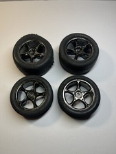 Used Traxxas Bandit Front & Rear Tires Black Chrome Wheels PIN Drive