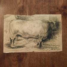 Dessin Ancien Animalier Fond D'atelier René Herisson