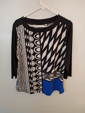 Susan Graver Blouse Size M,Geometric Artsy Color Block Retro