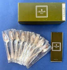 9 cuillères à moka Christofle Malmaison + Boite, jamais servi H: 10cm