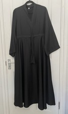 Women’s Plain Black Abaya Jilbab Long Maxi Dress Frock Style Size M 52 53