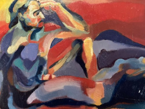 Peinture huile 1950 panneau - huile,