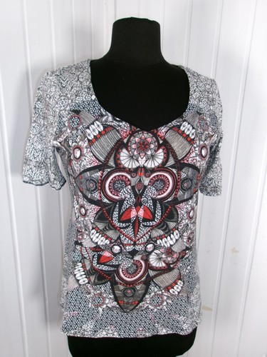 Top shirt noir rouge - top, t-shirt