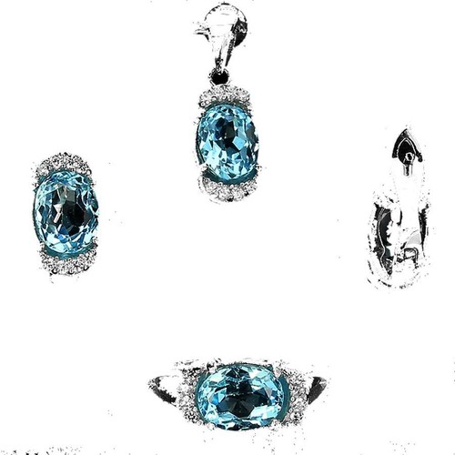 Parure topaze bleu argent - parure,